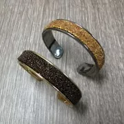 Bracelet Eco en laiton 15 mm avec rebord courbé - Argenté x1