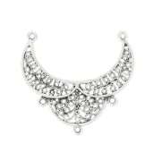 Intercalaire ajouré 3 anneaux oriental 31x29 mm Placage Argent fin vieilli x1|raw }}