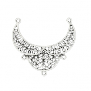 Intercalaire ajouré 3 anneaux oriental 31x29 mm Placage Argent fin vieilli x1