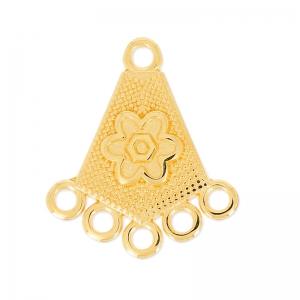 Intercalaire/Chandelier motif fleur 5 anneaux 23 mm Doré à l'or fin x1