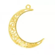 Pendentif demi-lune ajourée 39 mm Doré à l'or fin x1