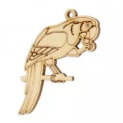 Pendentif Perroquet 51x40 mm en bois Naturel x1