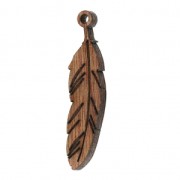 Pendentif Plume 50x12 mm en bois Brown x1