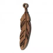Pendentif Plume 50x12 mm en bois Brown x1