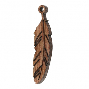 Pendentif Plume 50x12 mm en bois Brown x1