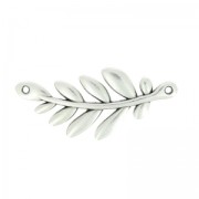 Intercalaire branche d'olive 2 trous 37x16 mm Placage Argent fin vieilli x1|raw }}