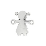 Intercalaire fillette 2 anneaux 14x13 mm Placage Argent fin vieilli x1|raw }}