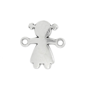 Intercalaire fillette 2 anneaux 14x13 mm Placage Argent fin vieilli x1