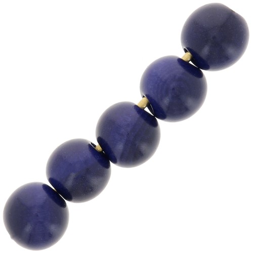 Perles rondes de Tagua 5 mm Bleu x 8