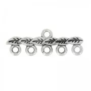 Embout 5 rangs motif feuille 27x9 mm argenté vieilli x1