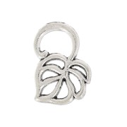 Breloque feuille de philodendron 17x12 mm argenté vieilli x1|raw }}