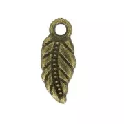 Breloque feuille17x7 mm bronze x1