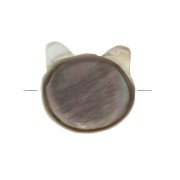 Perle tête de chat en Nacre 10 mm Gris irisé x1|raw }}