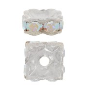 Perle rondelle Strass carrée 6 mm - Argenté - Crystal AB x1|raw }}