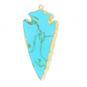 Pendentif pointe de flèche imitation Turquoise 63 mm doré/Turquoise x1