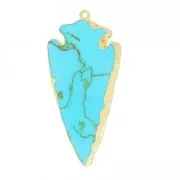 Pendentif pointe de flèche imitation Turquoise 63 mm doré/Turquoise x1