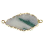 Intercalaire 2 anneaux imitation Aigue Marine 45x20 mm Teal/doré|raw }}