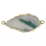 Intercalaire 2 anneaux imitation Aigue Marine 45x20 mm Teal/doré