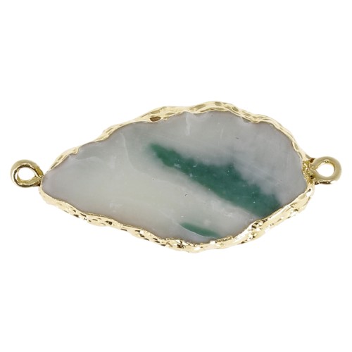 Intercalaire 2 anneaux imitation Aigue Marine 45x20 mm Teal/doré