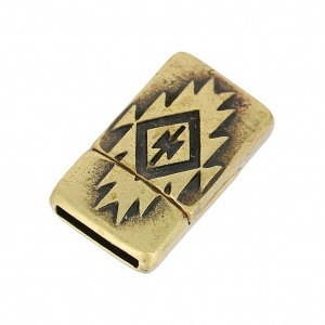 Fermoir aimanté motif ethnique 22x13 mm pour lacet 10 mm bronze x1