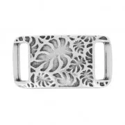 Intercalaire feuille de philodendron pour lacet 10mm Placage Argent fin vieilli