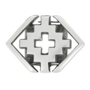 Poussoir motif croix géométrique 13x18 mm pour lacet 10 mm Placage Argent fin vieilli