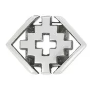 Poussoir motif croix géométrique 13x18 mm pour lacet 10 mm Placage Argent fin vieilli