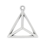 Breloque Triangle 3D 17 mm Placage Argent fin vieilli x1