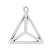 Breloque Triangle 3D 17 mm Placage Argent fin vieilli x1
