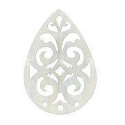 Intercalaire goutte 3 trous nacré pour boucles d'oreilles 40 mm Blanc x1