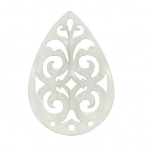 Intercalaire goutte 3 trous nacré pour boucles d'oreilles 40 mm Blanc x1