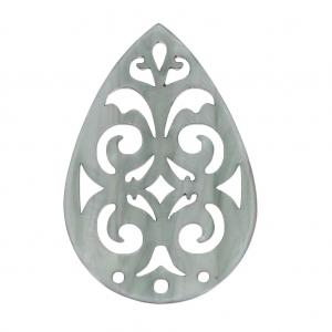 Intercalaire goutte 3 trous nacré pour boucles d'oreilles 40 mm Gris x1