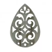 Intercalaire goutte 3 trous nacré pour boucles d'oreilles 40 mm Gris x1