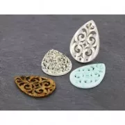 Intercalaire goutte 3 trous nacré pour boucles d'oreilles 40 mm Gris x1