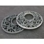 Intercalaire rond 1 trou lézard pour boucles d'oreilles 45 mm Gris clair x1