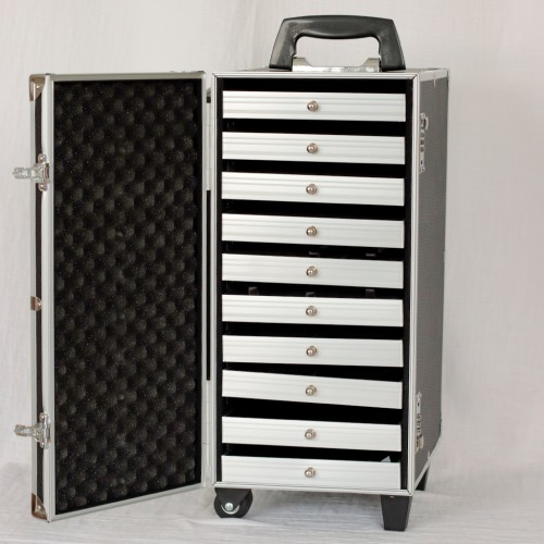 Valise transport bijoux avec plateaux 51x23x33.5 cm - Noir x1