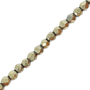 Mini perles facettées imitation hématite 2 mm Light Gold x40 cm