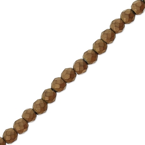 Mini perles facettées imitation hématite 2 mm Light Copper Mat x40 cm