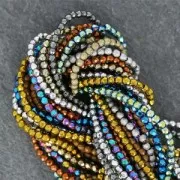 Mini perles facettées imitation hématite 2 mm Light Copper Mat x40 cm