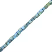 Mini perles cubes imitation hématite 2.2 mm Light Green Metallic x40 cm