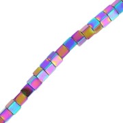 Mini perles cubes imitation hématite 2.2 mm Iris x40 cm|raw }}