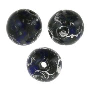 Perles en verre tchèque rondes 4 mm Opaque Sapphire Picasso x50