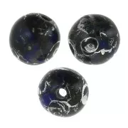 Perles en verre tchèque rondes 4 mm Opaque Sapphire Picasso x50