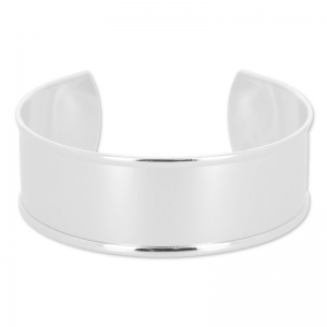Bracelet en laiton avec rebord courbé 23x145 mm argenté x1