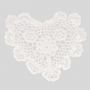 Napperon crochet dentelle coeur 20 cm Blanc x1