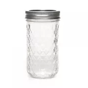 Bocal en verre Mason Jar Ball Pot Mason 12 oz / 360 ml motif diamant  x1