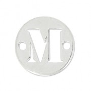 Intercalaire rond 2 trous lettre M 8.5 mm en Argent 925 x1