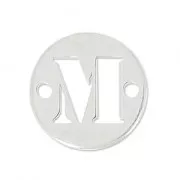 Intercalaire rond 2 trous lettre M 8.5 mm en Argent 925 x1
