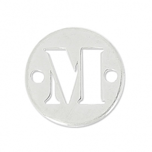 Intercalaire rond 2 trous lettre M 8.5 mm en Argent 925 x1