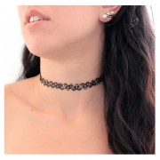 Collier ras de cou extensible -collier choker Taille moyenne à large 12mm  Noir x1